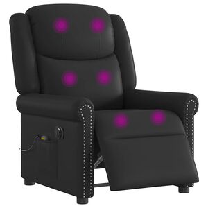 vidaXL Relaxsessel Massage Elektrisch Gl&auml;nzend Schwarz Kunstleder