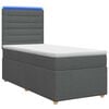 vidaXL LED Boxspringbett mit Matratze Dunkelgrau 90 x 190 cm Stoff