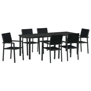 vidaXL Garten Essgruppe 7 pcs Schwarz Pulverbeschichteter Stahl