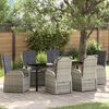 vidaXL Garten Essgruppe mit Kissen 7 pcs Grau Poly-Rattan