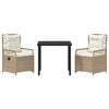 vidaXL Garten Essgruppe 3 pcs Beige und Cremewei&szlig; Poly-Rattan