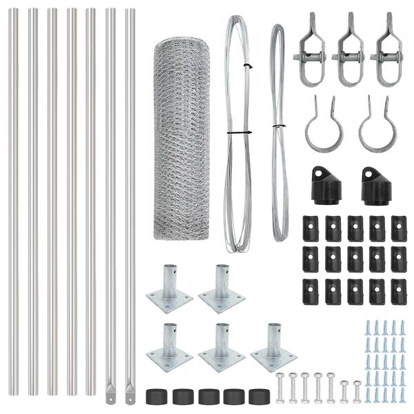 vidaXL Zaunpfosten Silber 10 x 0,6 m (25 mm Maschen) Stahl