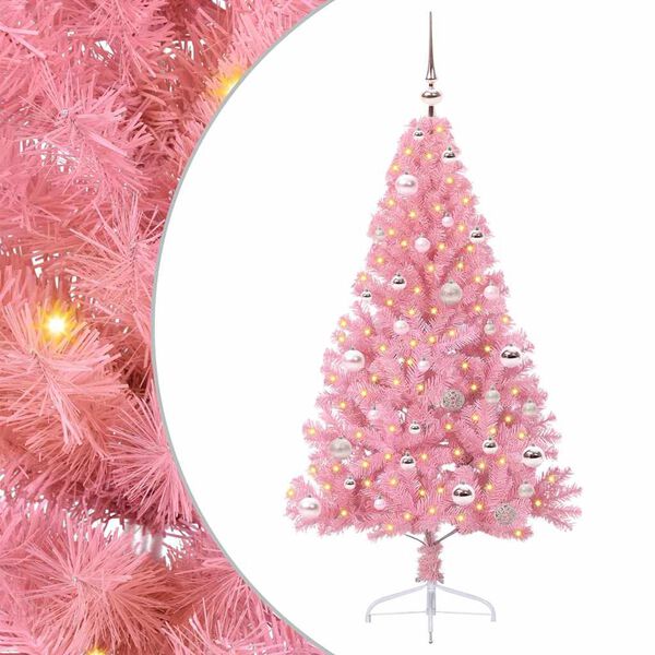 vidaXL K&uuml;nstlicher vorbeleuchteter Weihnachtsbaum Rosa 150 cm PVC