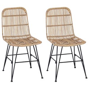 vidaXL Esststuhl 2 pcs Natur 41 x 55 x 85 cm Rattan und Stahl