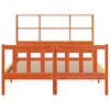 vidaXL Massivholzbett mit Regal ohne Matratze Wachsbraun 150x200 cm