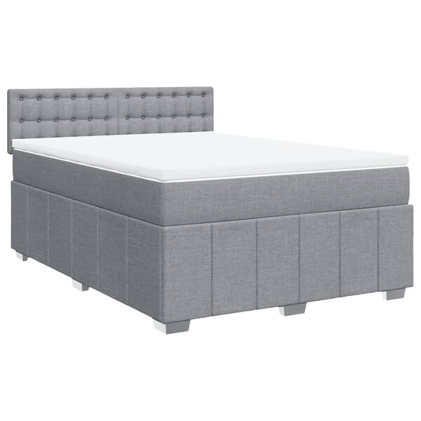 vidaXL Boxspringbett mit Matratze Hellgrau 160x200 cm Stoff