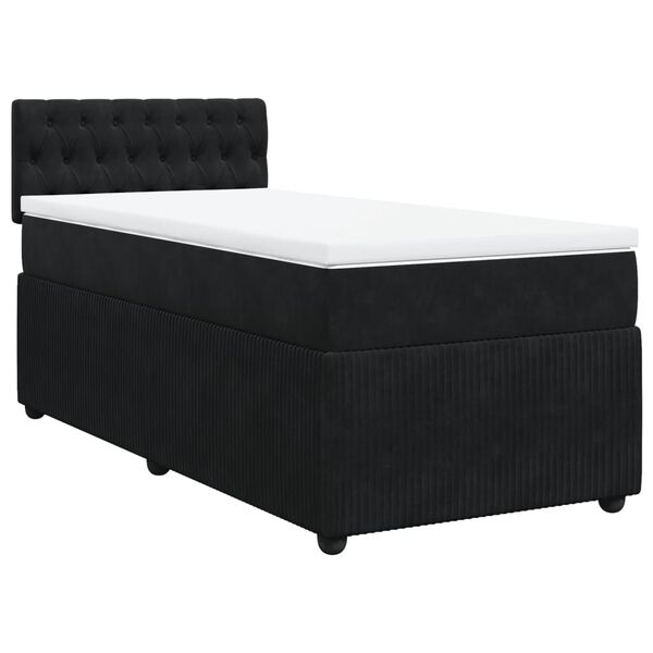 vidaXL Boxspringbett mit Matratze Schwarz 90x200 cm Samt