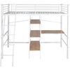 vidaXL Hochbett mit Schreibtisch Wei&szlig; & Braun Metall 90&times;200 cm