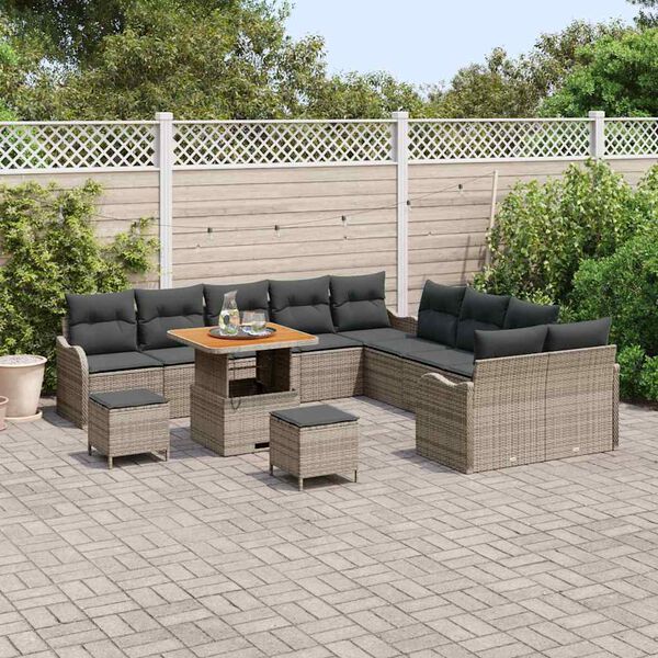 vidaXL Garten-Sofa-Set 13 pcs Grau Poly-Rattan