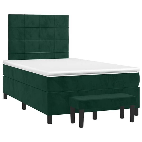 vidaXL Boxspringbett mit Matratze Dunkelgr&uuml;n 120x200 cm Samt