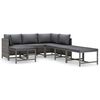 vidaXL 7-tlg. Garten-Lounge-Set mit Kissen Poly Rattan Grau