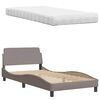 vidaXL Bett mit Matratze Taupe 100x200 cm Stoff