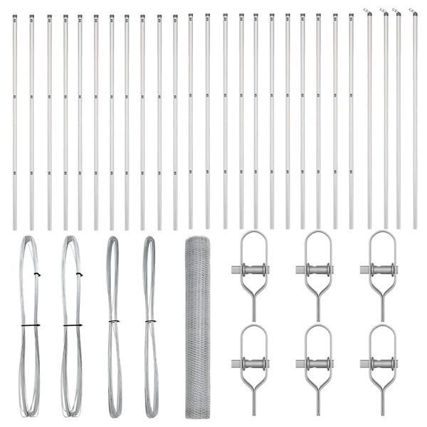 vidaXL Zaunpfosten Silber 50 x 1 m (25 mm Maschenweite) Stahl