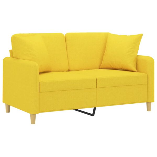 vidaXL 2-Sitzer-Sofa mit Zierkissen Hellgelb 120 cm Stoff