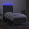 vidaXL Boxspringbett mit Matratze & LED Dunkelgrau 90x200 cm Stoff