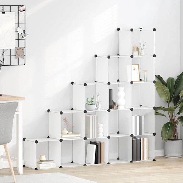 vidaXL Regalsystem mit 15 W&uuml;rfeln Transparent PP