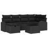 vidaXL Garten-Sofa-Set mit Kissen 7 pcs Schwarz Poly Rattan