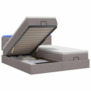 vidaXL Ottoman-Bett mit Matratze und LED Taupe 160 x 200 cm Stoff