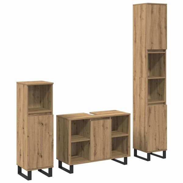 vidaXL Badezimmerm&ouml;bel Set mit Speicher 3 pcs Braun Holzwerkstoff