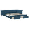 vidaXL Tagesbett Ausziehbar mit Schubladen Blau 100x200 cm Samt