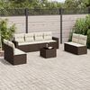 vidaXL 9-tlg. Garten-Sofagarnitur mit Kissen Braun Poly Rattan