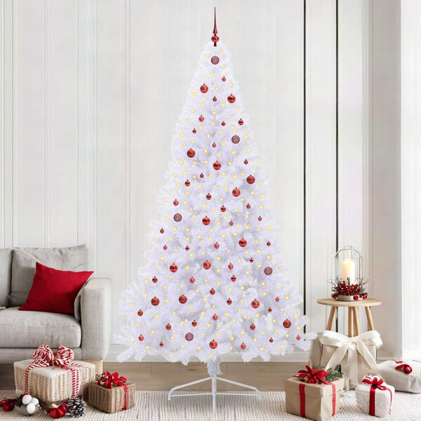 vidaXL Künstlicher Weihnachtsbaum Weiß 240 cm PVC und Stahl