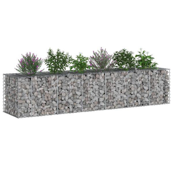 vidaXL Gabionen Hochbeet 2 pcs Silber 260 x 60 x 55 cm