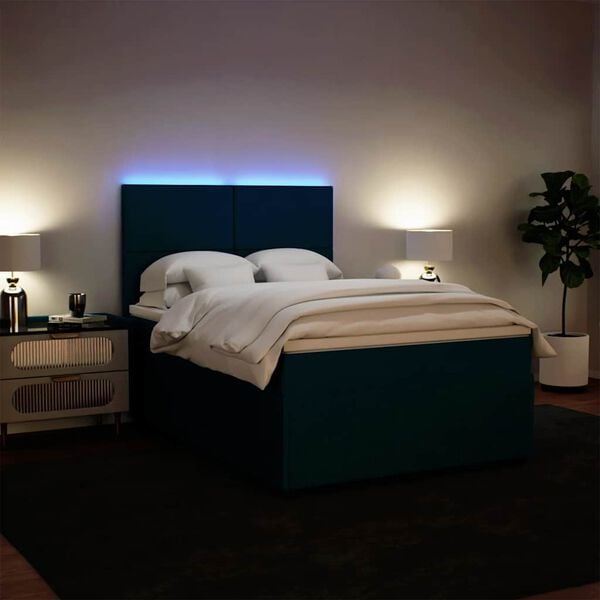 vidaXL Boxspringbett mit Matratze Blau 140x200 cm Samt