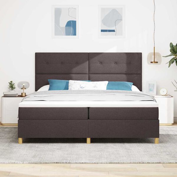 vidaXL Boxspringbett mit Matratze Dunkelbraun 200 x 200 cm Stoff