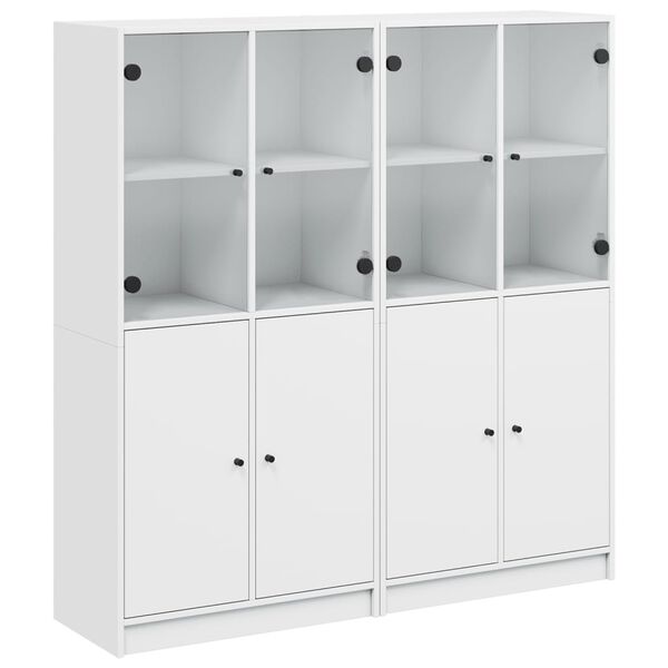 vidaXL Bücherschrank mit Türen Weiß 136x37x142 cm Holzwerkstoff