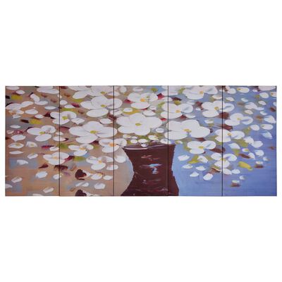vidaXL Leinwandbild-Set Blumen in Vase Mehrfarbig 150x60 cm