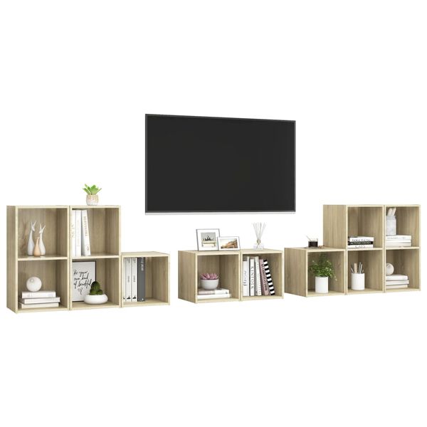 vidaXL 8-tlg. TV-Schrank-Set Sonoma-Eiche Holzwerkstoff