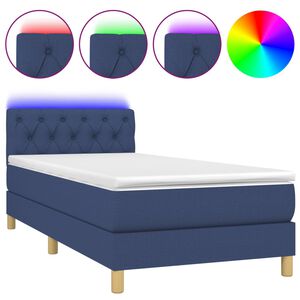 vidaXL Boxspringbett mit Matratze & LED Blau 80x200 cm Stoff