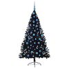 vidaXL K&uuml;nstlicher vorbeleuchteter Weihnachtsbaum Schwarz 180 cm PVC