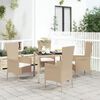 vidaXL 5-tlg. Garten-Essgruppe mit Kissen Beige Poly Rattan
