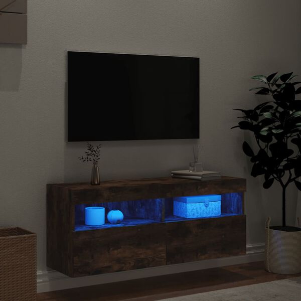 vidaXL TV-Wandschrank mit LED-Leuchten R&auml;uchereiche 100x30x40 cm