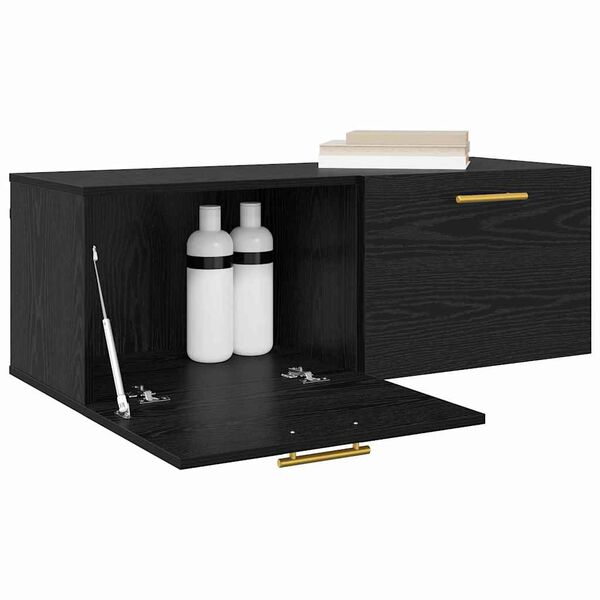 vidaXL Wandschrank Schwarz Eichen-Optik 100 x 36,5 x 35 cm