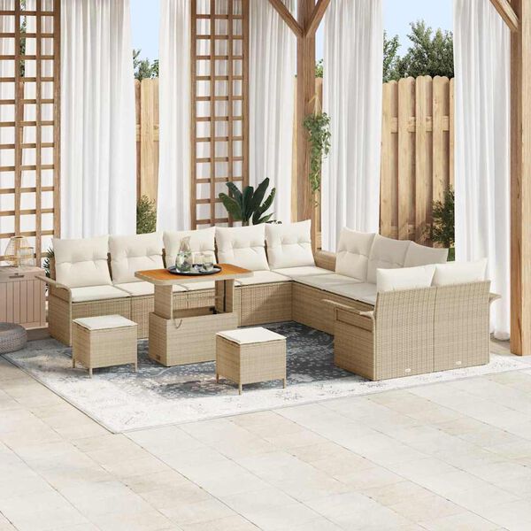 vidaXL Garten-Sofa-Set 13 pcs Beige Poly-Rattan