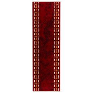 vidaXL Teppichl&auml;ufer FLORNES Gewebt Rot Diamanten 67 x 150 cm PP 7 mm