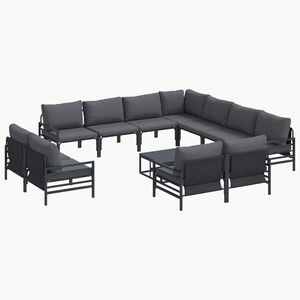 vidaXL Gartensofa-set mit Kissen 12 pcs Schwarz Stahl