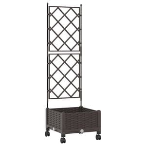 vidaXL Pflanzk&uuml;bel mit Spalier und R&auml;dern Braun 40 x 40 x 131,5 cm PP