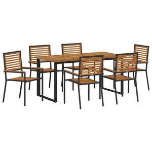 vidaXL Garten Essgruppe 7 stk. Schwarz Massivholz Akazie