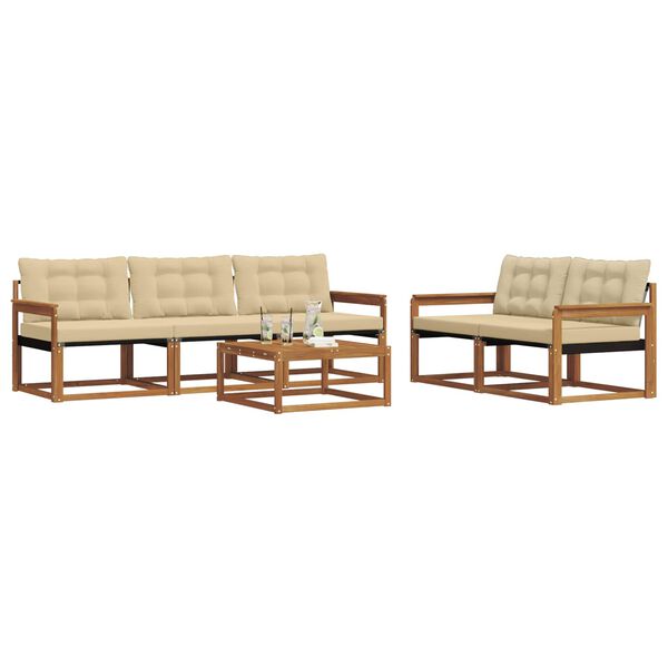 vidaXL Outdoor-Sofagarnitur mit Kissen 6 pcs Natur und Beige