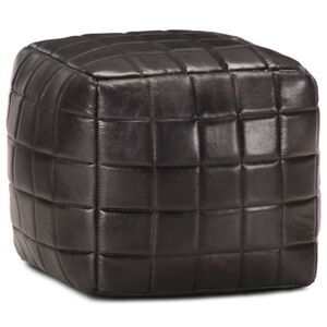 vidaXL Pouf Schwarz 40 x 40 x 40 cm Echtes Ziegenleder