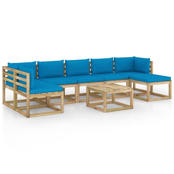 vidaXL 8-tlg. Garten-Lounge-Set mit Kissen Impr&auml;gniertes Kiefernholz