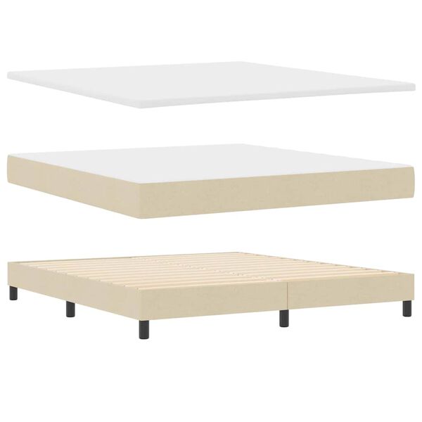vidaXL Boxspringbett mit Matratze Creme 180 x 200 cm Stoff