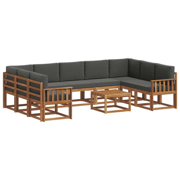 vidaXL Outdoor-Sofagarnitur mit Kissen 10 pcs Natur und Anthrazit