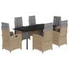 vidaXL 7-tlg. Garten-Essgruppe mit Kissen Beige Poly Rattan