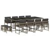vidaXL 13-tlg. Garten-Essgruppe mit Kissen Grau Poly Rattan