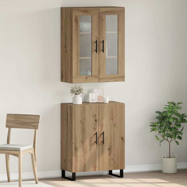 vidaXL Highboard 2 pcs Artisan-Eiche Holzwerkstoff